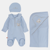 Baby Boys Cotton Baby Footie Set – Teddy Bear 3-Piece Set