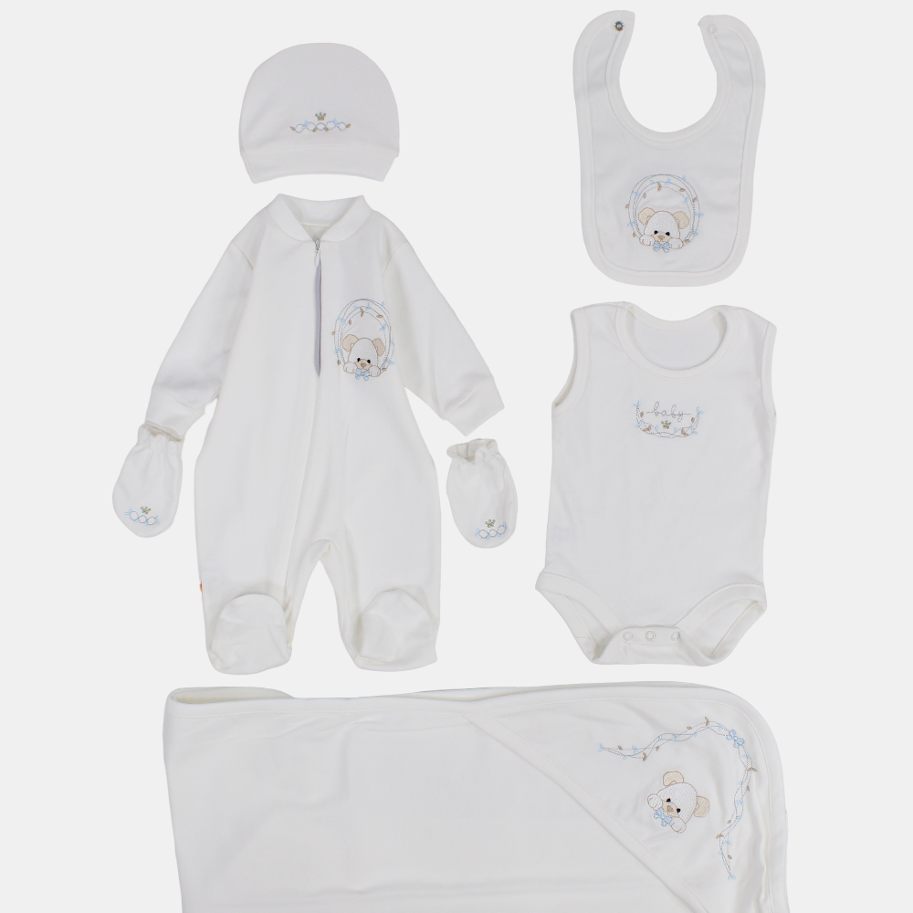 Baby Girls Cotton Baby Footie Set – Mousy 5-Piece Set
