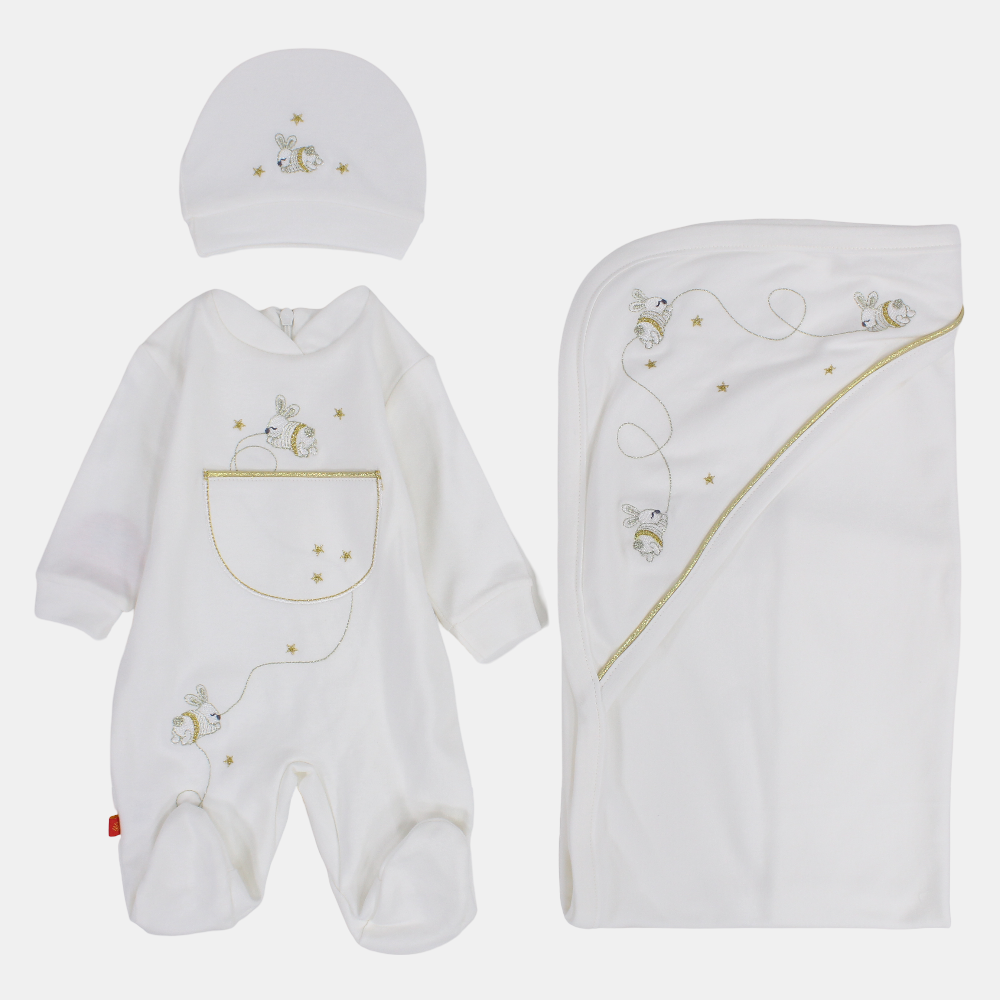 Unisex Baby Cotton Onesie Set – 3-Piece Set