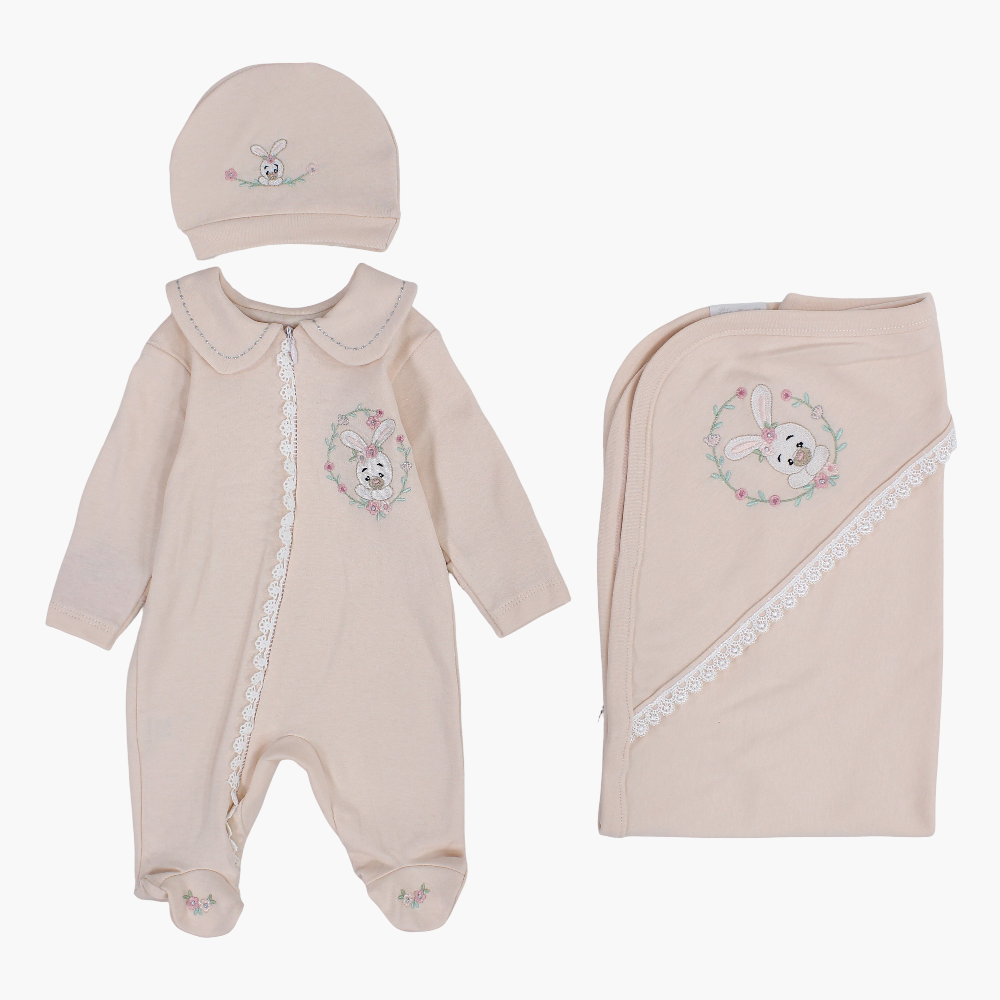 Baby Boys Cotton Baby Footie with Matching Beanie & Blanket