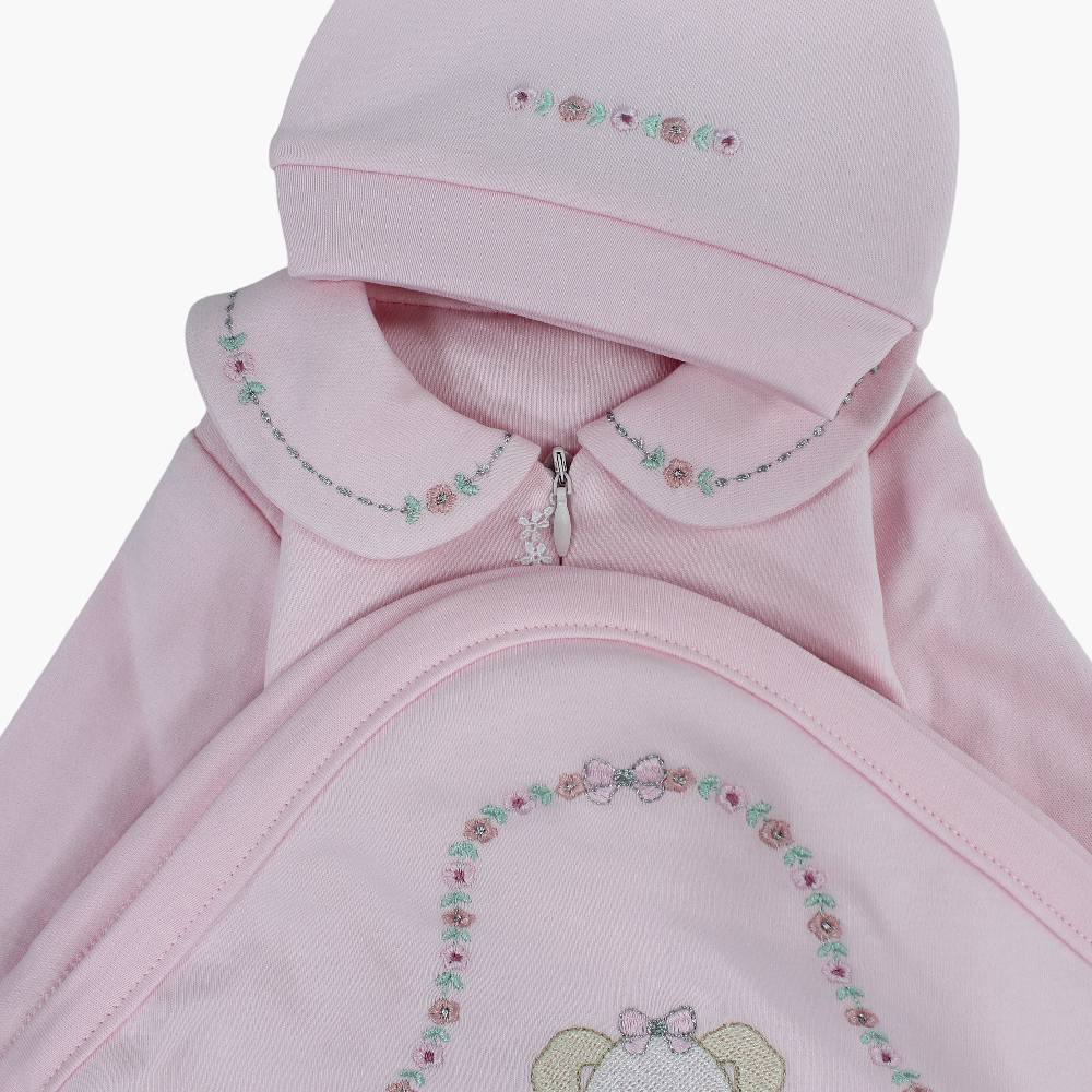 Baby Girls Baby Footie with Matching Beanie & Blanket