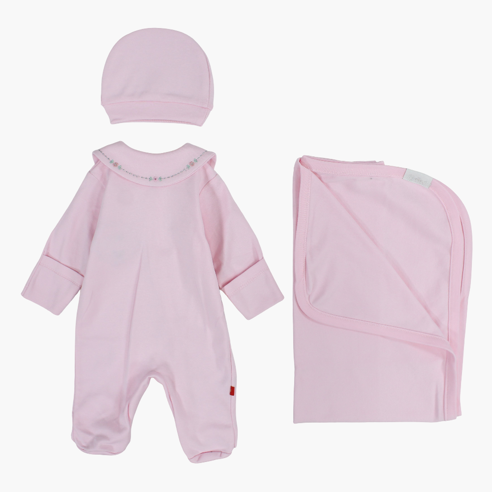 Baby Girls Baby Footie with Matching Beanie & Blanket