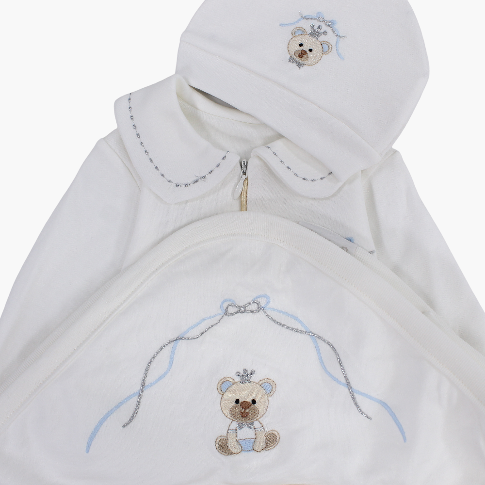 Baby Boys Cotton Baby Footie with Matching Beanie & Blanket