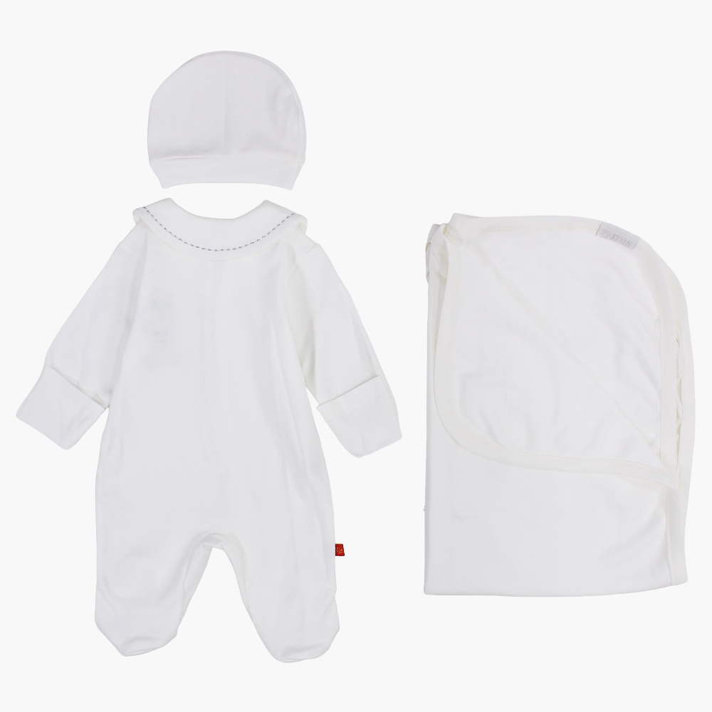 Baby Boys Cotton Baby Footie with Matching Beanie & Blanket