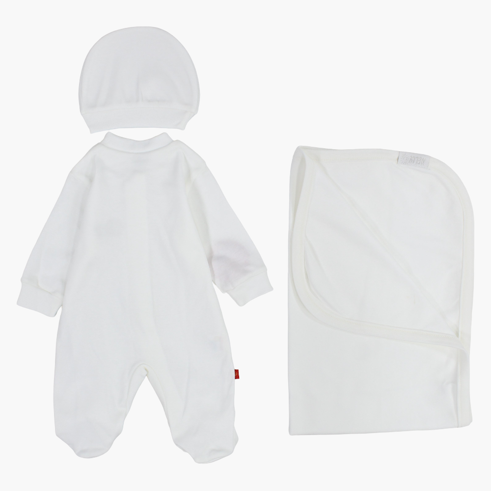 Baby Girls Cotton Baby Footie with Matching Blanket & Beanie – Princess Theme