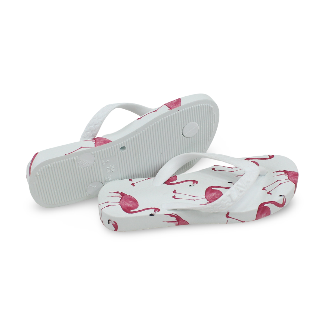Girls Rubber Slippers White Flamingo