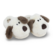 Unisex Fur Slippers - Off-white with Dog Design
