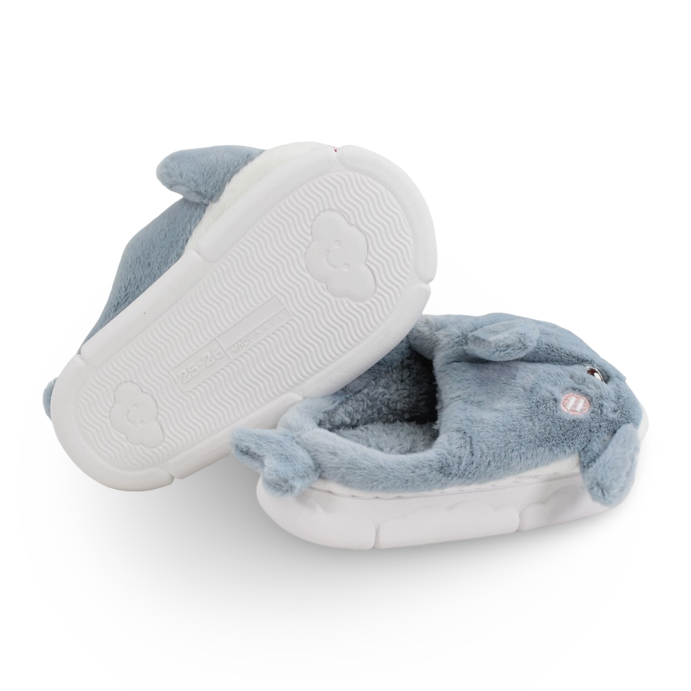 Unisex Fur Slippers – Babyblue with Shark Design