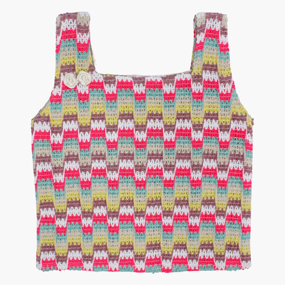 Girls Sleeveless Crochet Knitted Blouse