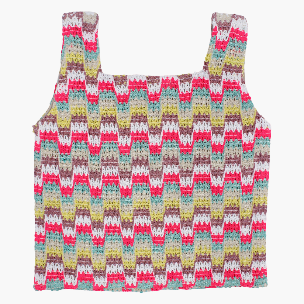 Girls Sleeveless Crochet Knitted Blouse
