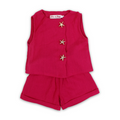 Girls Linen Sleeveless Outfit Set – Fuchsia