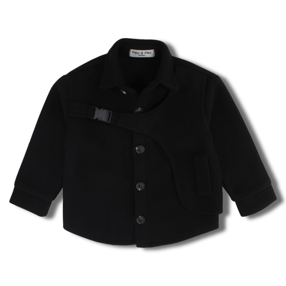 Unisex Wool Shirt – Black with Front Click