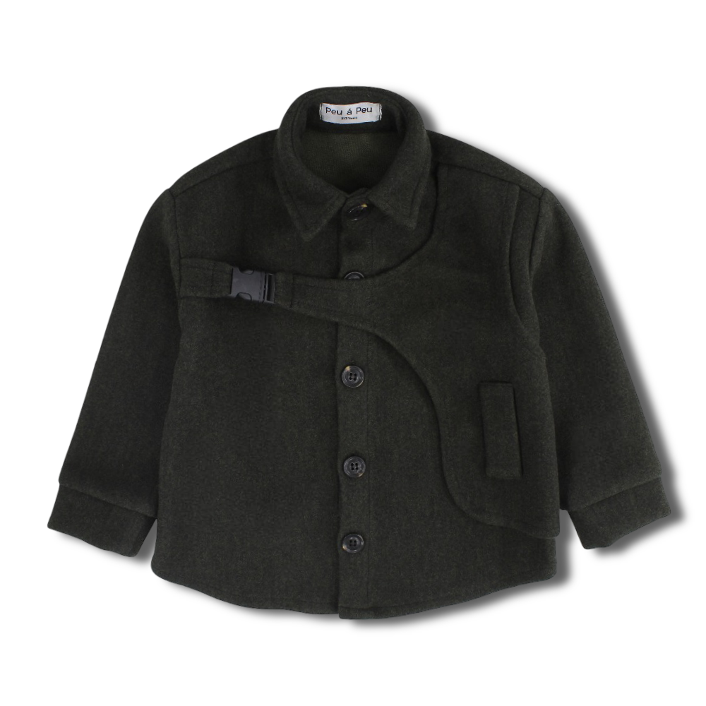 Unisex Wool Shirt – Olive with Front Click