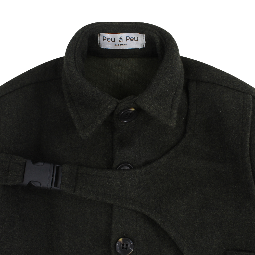 Unisex Wool Shirt – Olive with Front Click