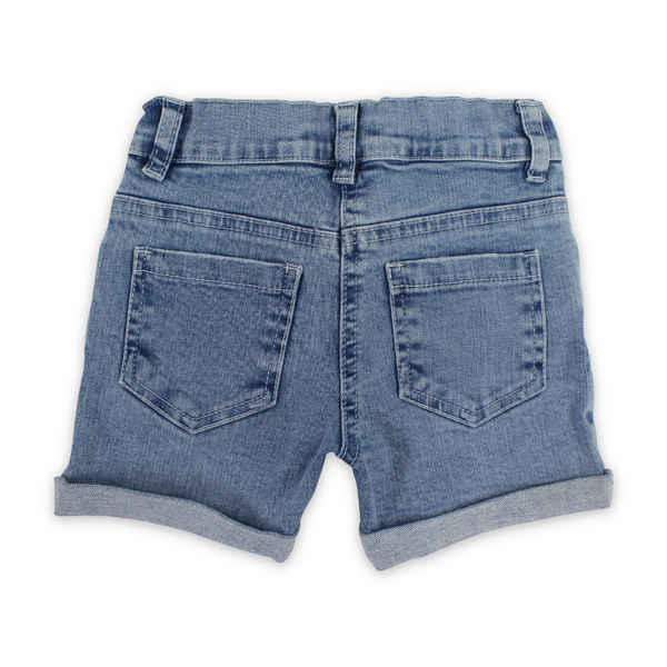 Baby Girls Denim Boyfriend Shorts with Rolled – Light Denim