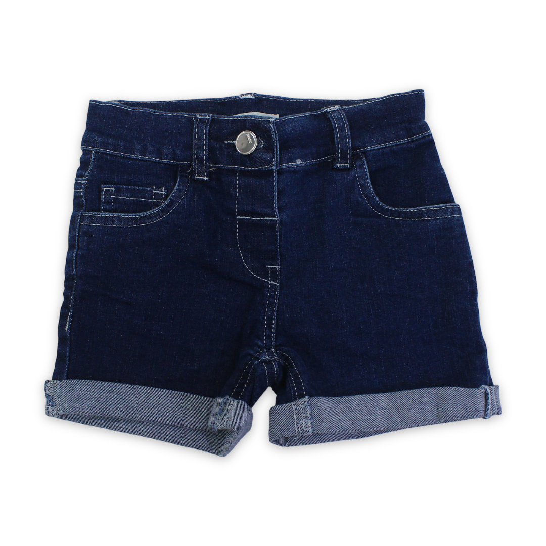 Baby Girls Denim Boyfriend Shorts with Rolled – Medium Denim