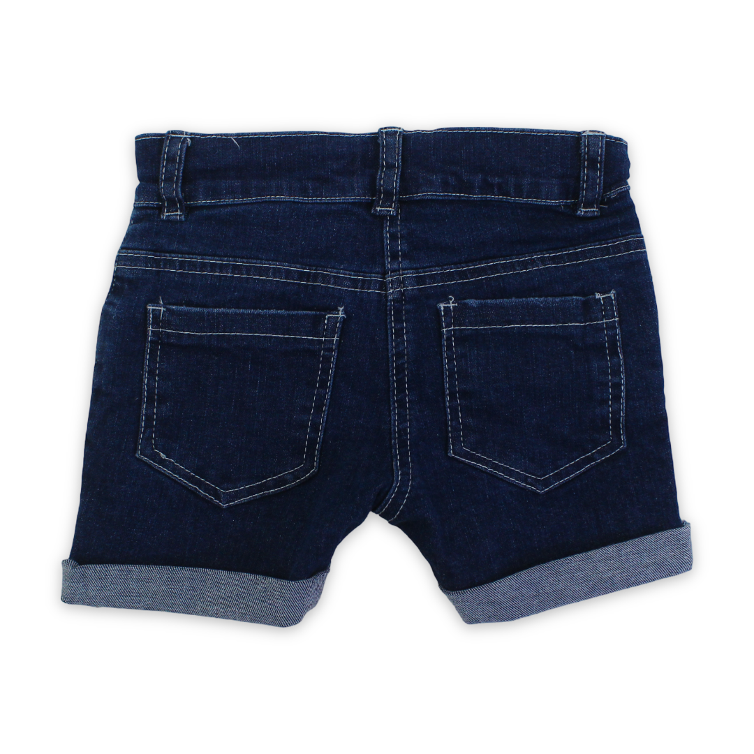 Baby Girls Denim Boyfriend Shorts with Rolled – Medium Denim