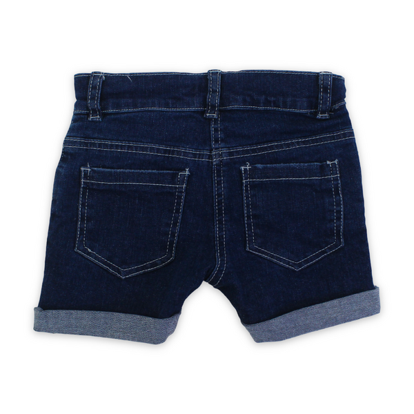 Baby Girls Denim Boyfriend Shorts with Rolled – Medium Denim