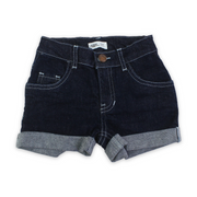 Girls Denim Boyfriend Shorts with Rolled – Dark Denim