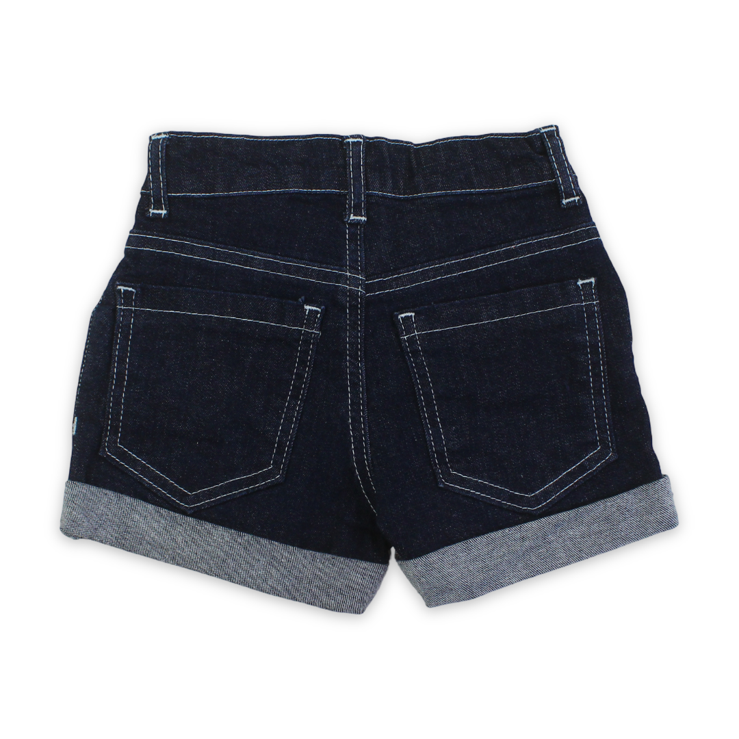 Girls Denim Boyfriend Shorts with Rolled – Dark Denim