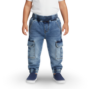 Baby Boys Cargo Jeans – Medium Wash