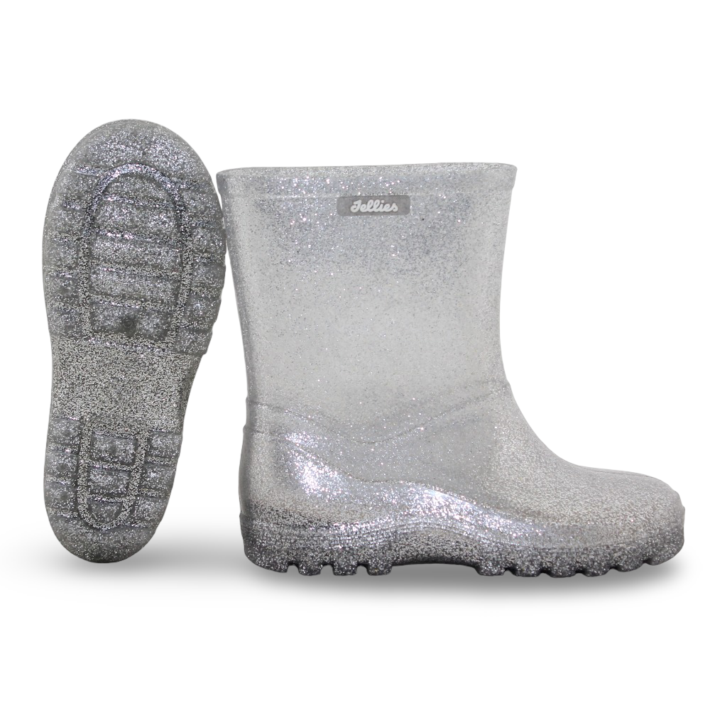 Girls Rubber Rain Boots – Silver