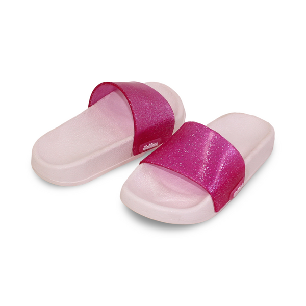 Girls Rubber Slide Slipper – Glittery Fuchsia