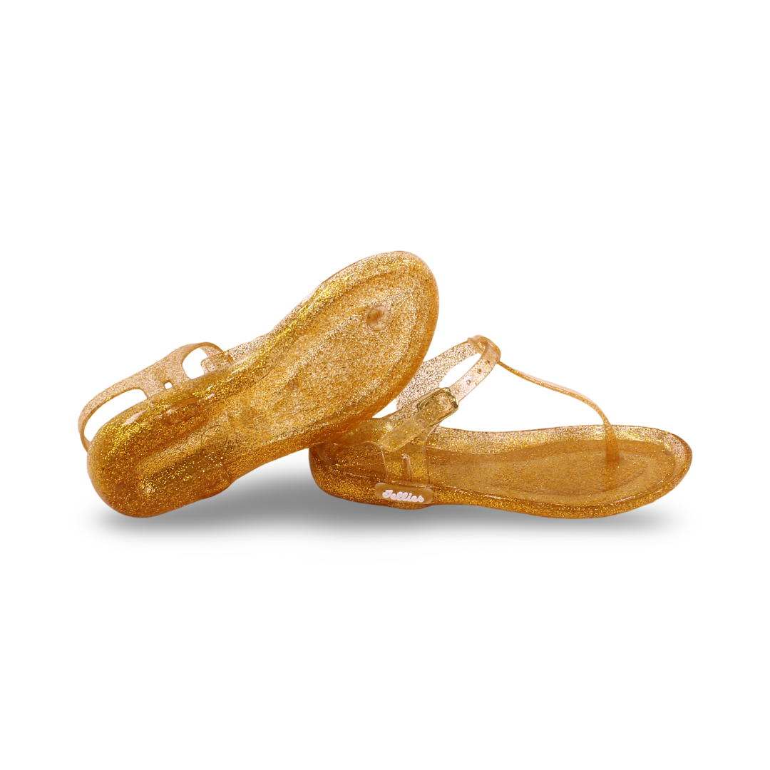 Girls Rubber Sandal – Glittery Gold