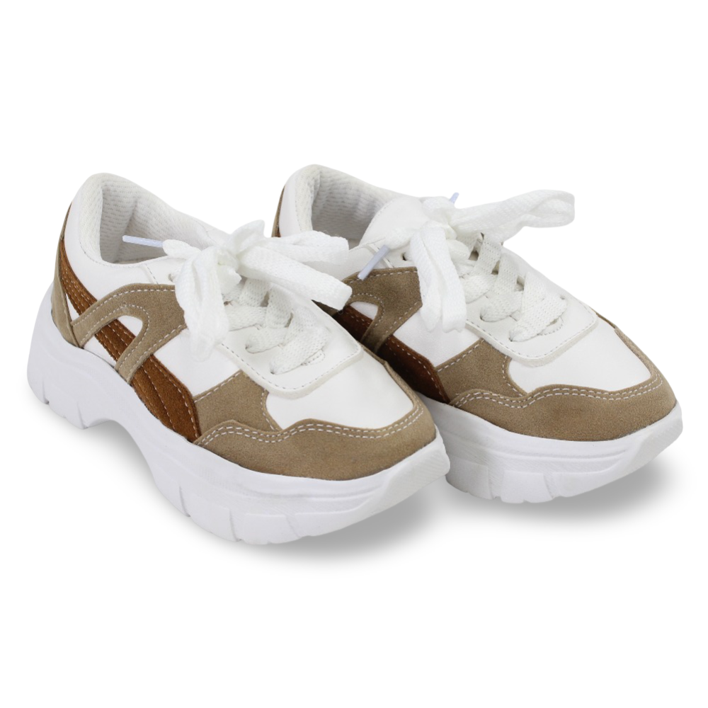 Unisex Leather Sneakers – White & Beige - Clothing - Ourkids