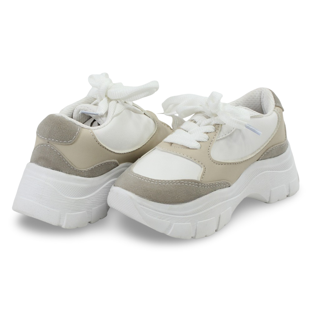 Unisex Leather Sneakers –  Beige & White
