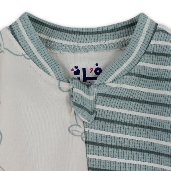 Baby Boys Cotton Baby Footie – Mint & Off-White