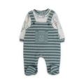 Baby Boys Cotton Baby Footie – Mint & Off-White with Pooh Print