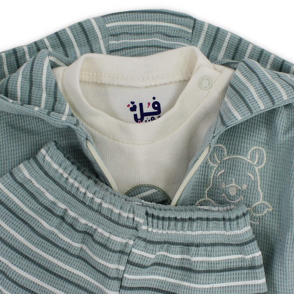 Baby Boys Cotton Pajama – Mint & Off-White (3 Pcs)
