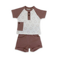 Unisex Baby Cotton Outfit Set – Dusty Pink & Off-White with Bears Print
