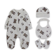 Baby Girls Cotton Gift Clothes Box – Off-White with Bears Print