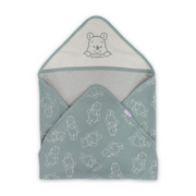 Cotton Baby Blanket – Mint & Off-White with Pooh Print