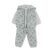 Baby Boys Cotton Pajama – Mint with Cars Print