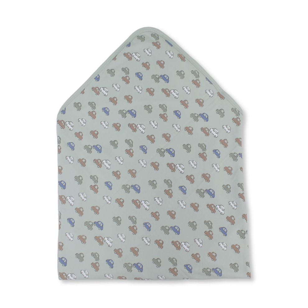 Cotton Baby Blanket – Mint with Beep Beep Embroidery