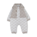 Baby Boys Cotton Footless Onesie – Beige & Off-White