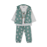 Baby Boys Cotton Pajama – Mint with Teddy Bear Print