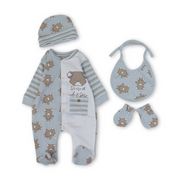 Baby Boys Gift Clothes Box – Aqua with Teddy Bear Print (0-3m)