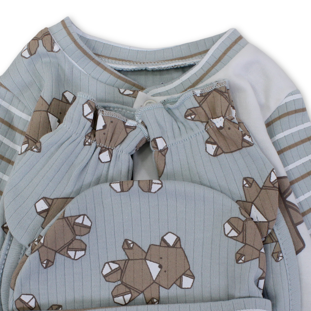 Baby Boys Gift Clothes Box – Aqua with Teddy Bear Print (0-3m)