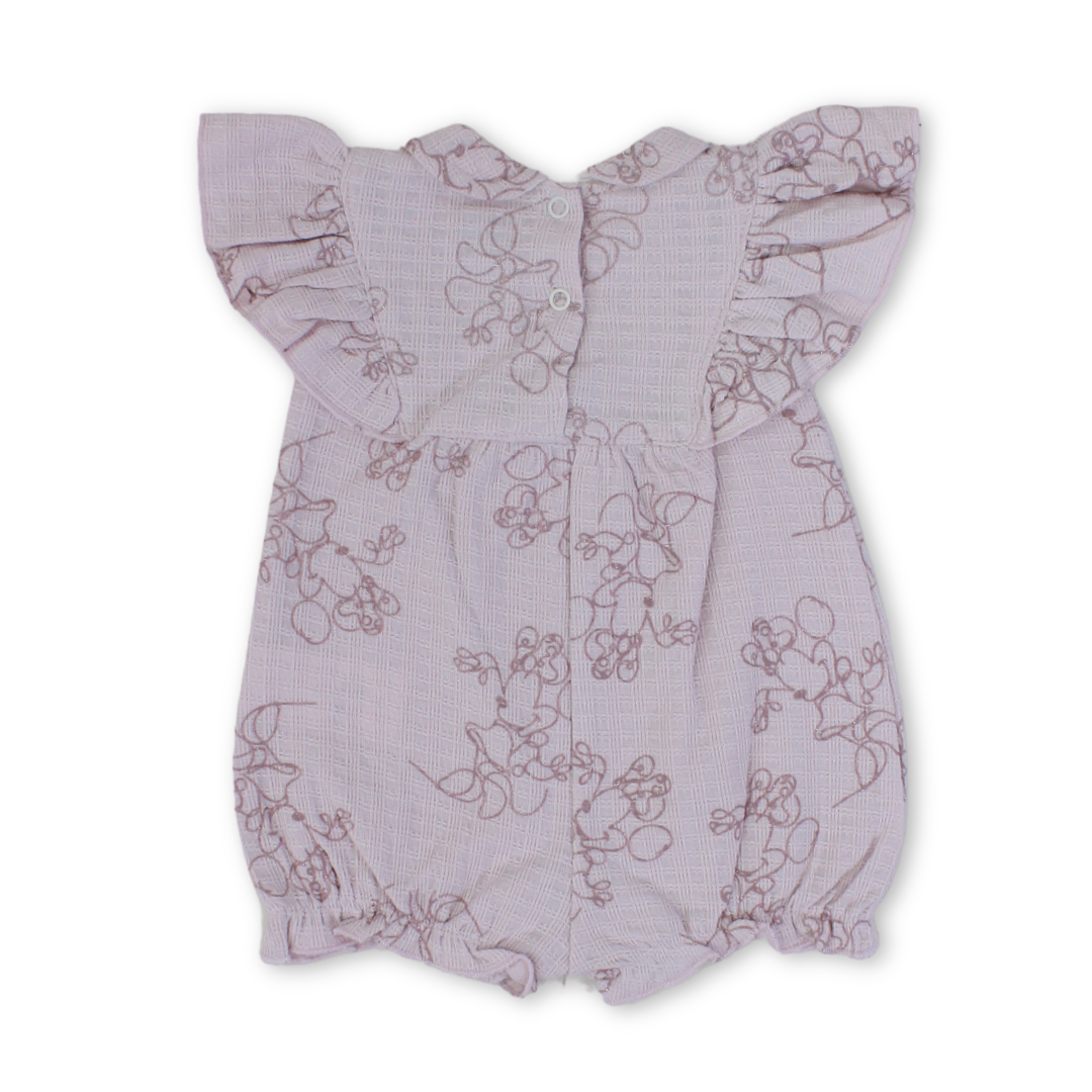 Baby Girls Cotton Romper – Pink with Bows Print