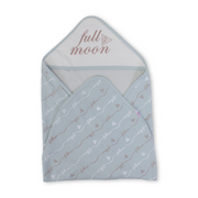 Cotton Baby Blanket – Aqua with "Full Moon" Print