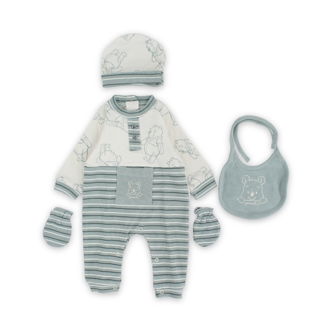 Baby Boys Cotton Gift Clothes Box – Mint & Off-White