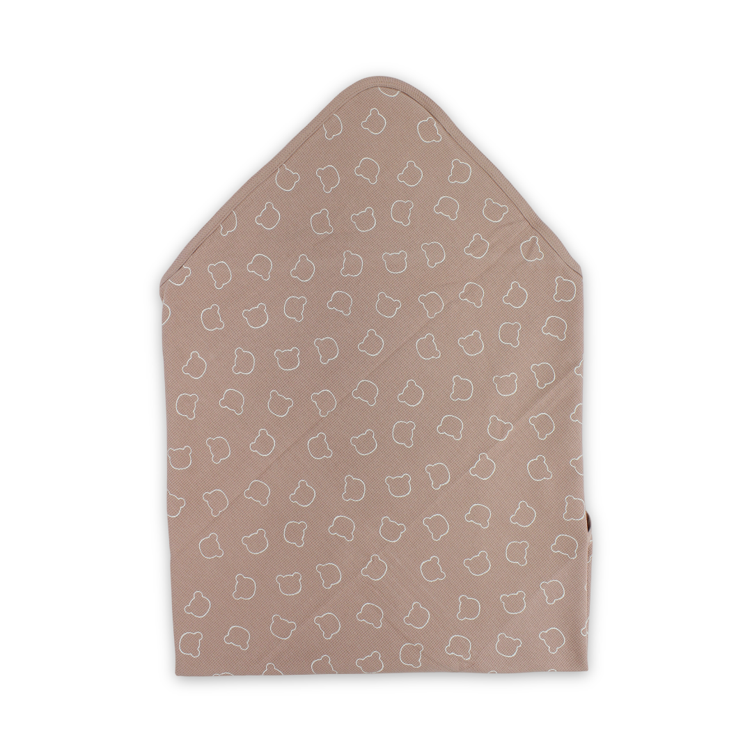 Cotton Baby Blanket – Dusty Pink with Bear Print