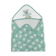 Cotton Baby Blanket – Mint with Teddy Bear Print