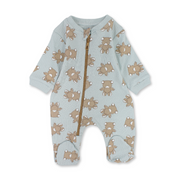 Baby Boys Cotton Baby Footie – Aqua with Teddy Bear Print