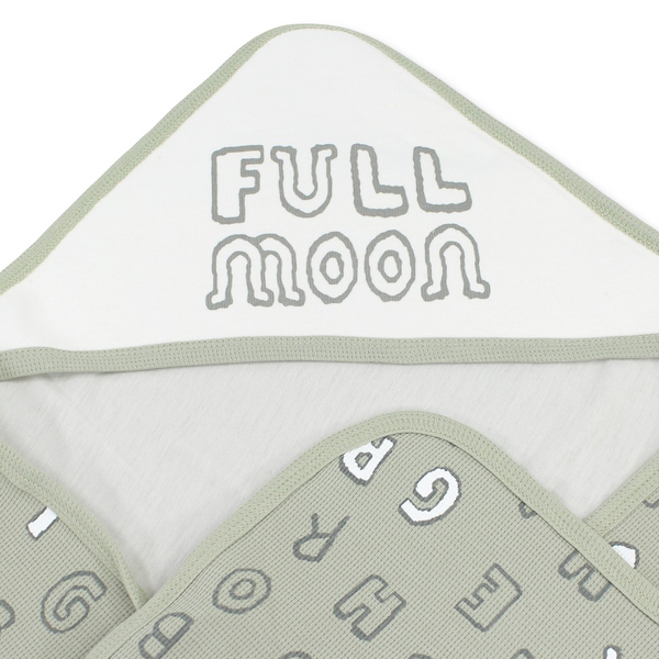Cotton Baby Blanket – Olive with "Fullmoon" Print