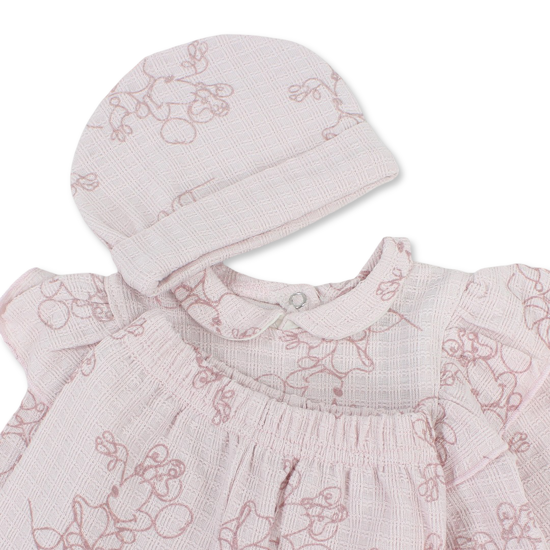 Baby Girls Cotton Outfit Set – with Beanie